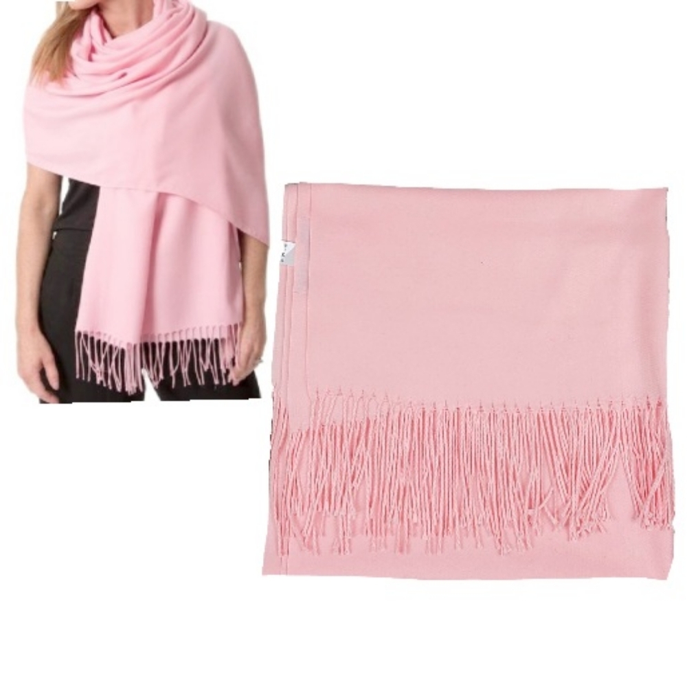 NWT Sage Designs Luxurious Pink Blush Pasmina Fringe Wrap Scarf